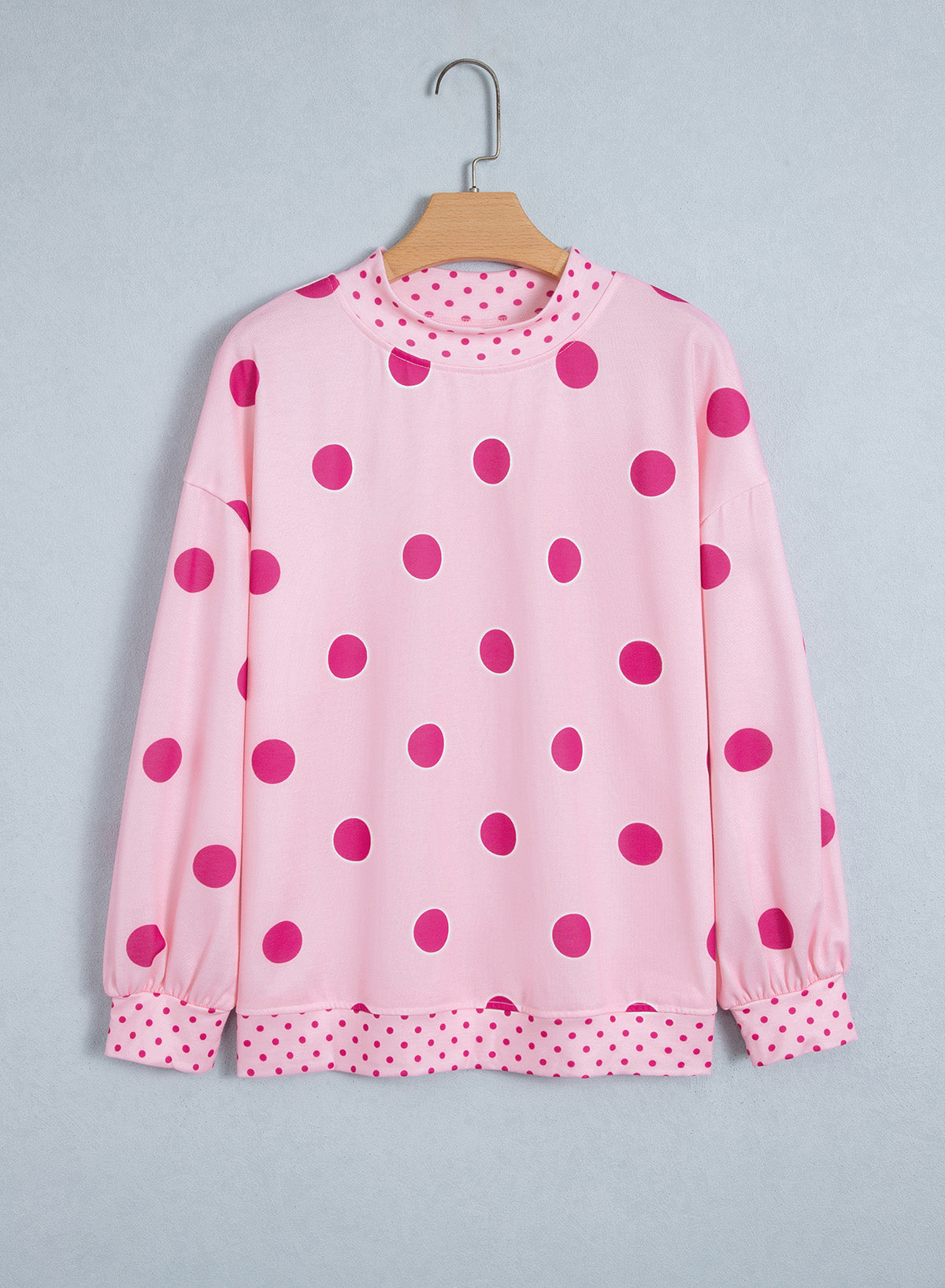 Polka Dot Print Contrast Detail Oversized Tunic Sweatshirt