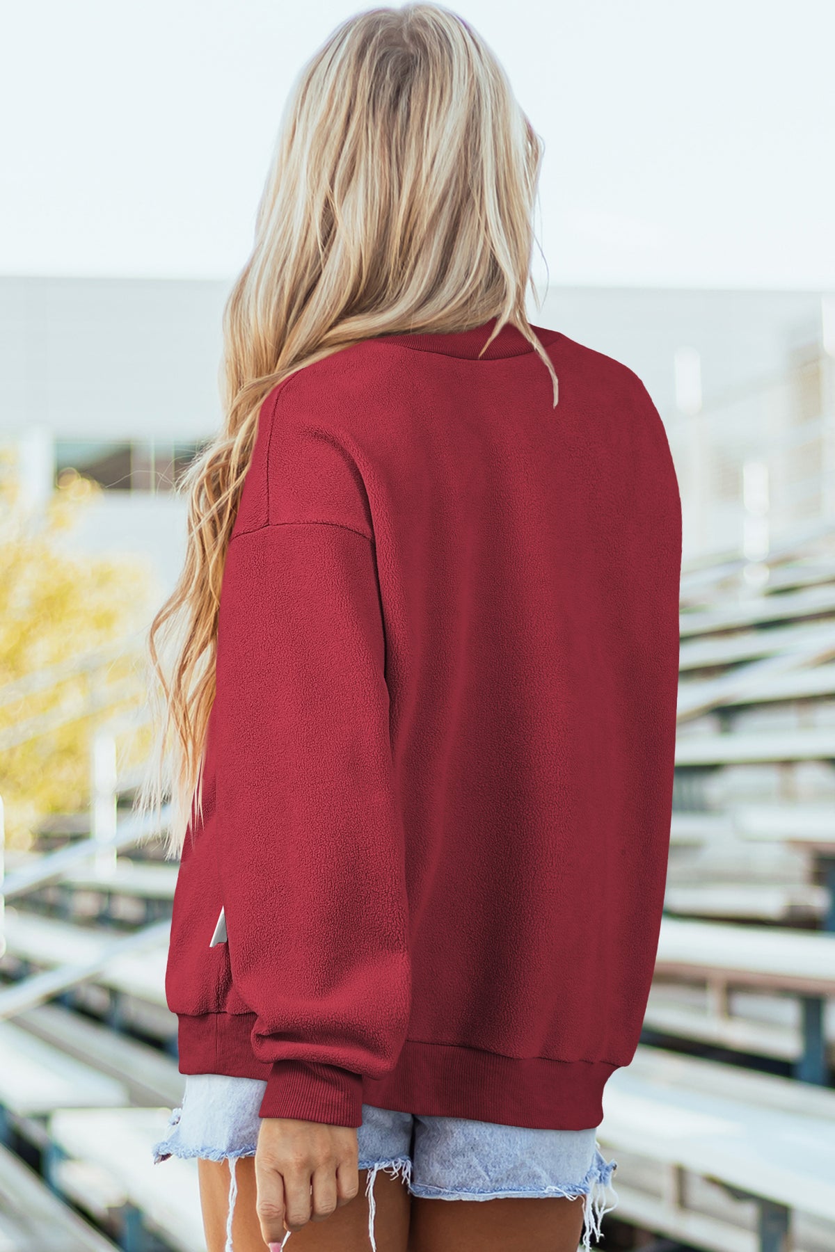 Oversize Drop Shoulder Reversible Mock Neck Sweatshirt/14 Color Options