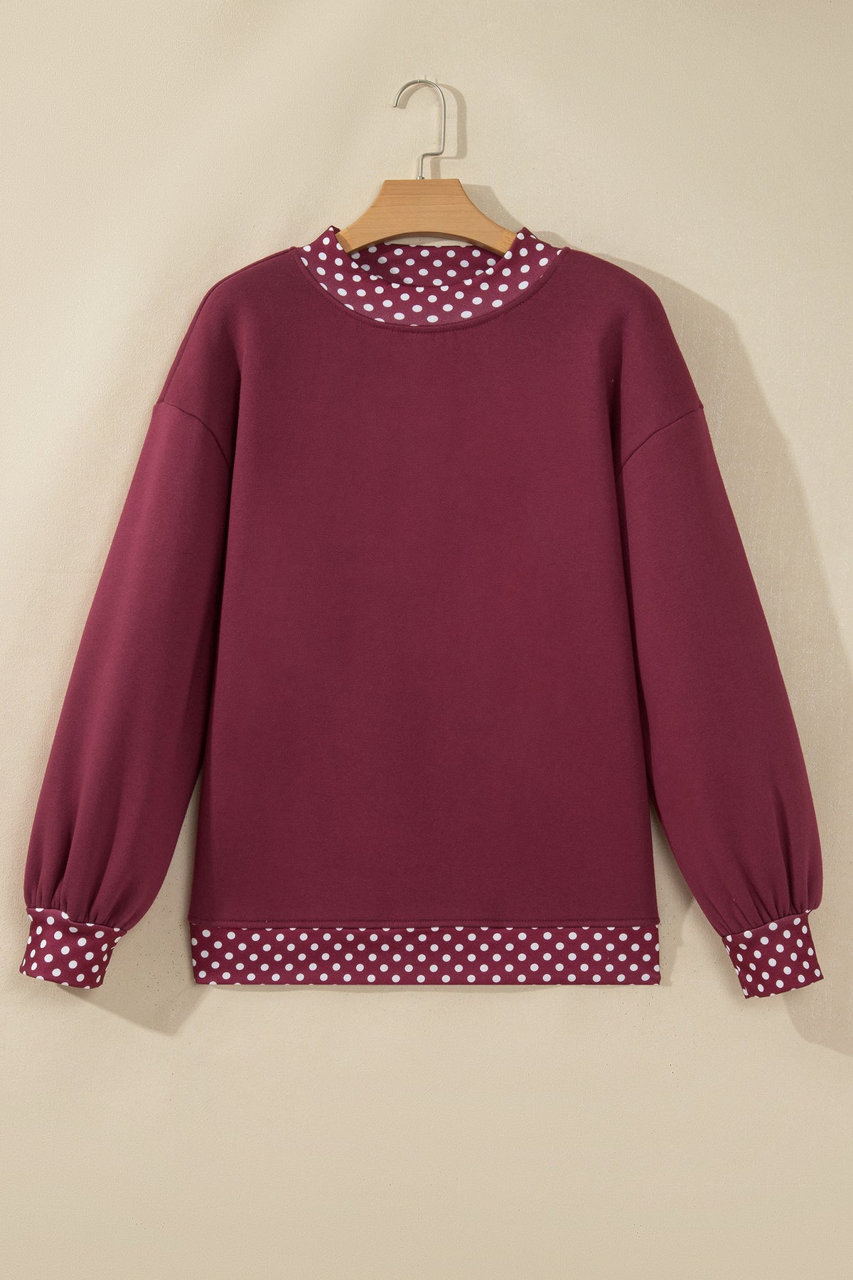 Colorblock Polka Dot Contrast Trim Oversized Sweatshirt/9 Color Options