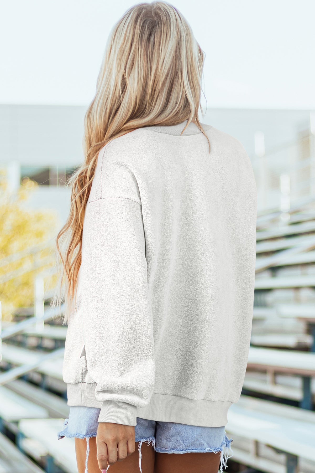 Oversize Drop Shoulder Reversible Mock Neck Sweatshirt/14 Color Options
