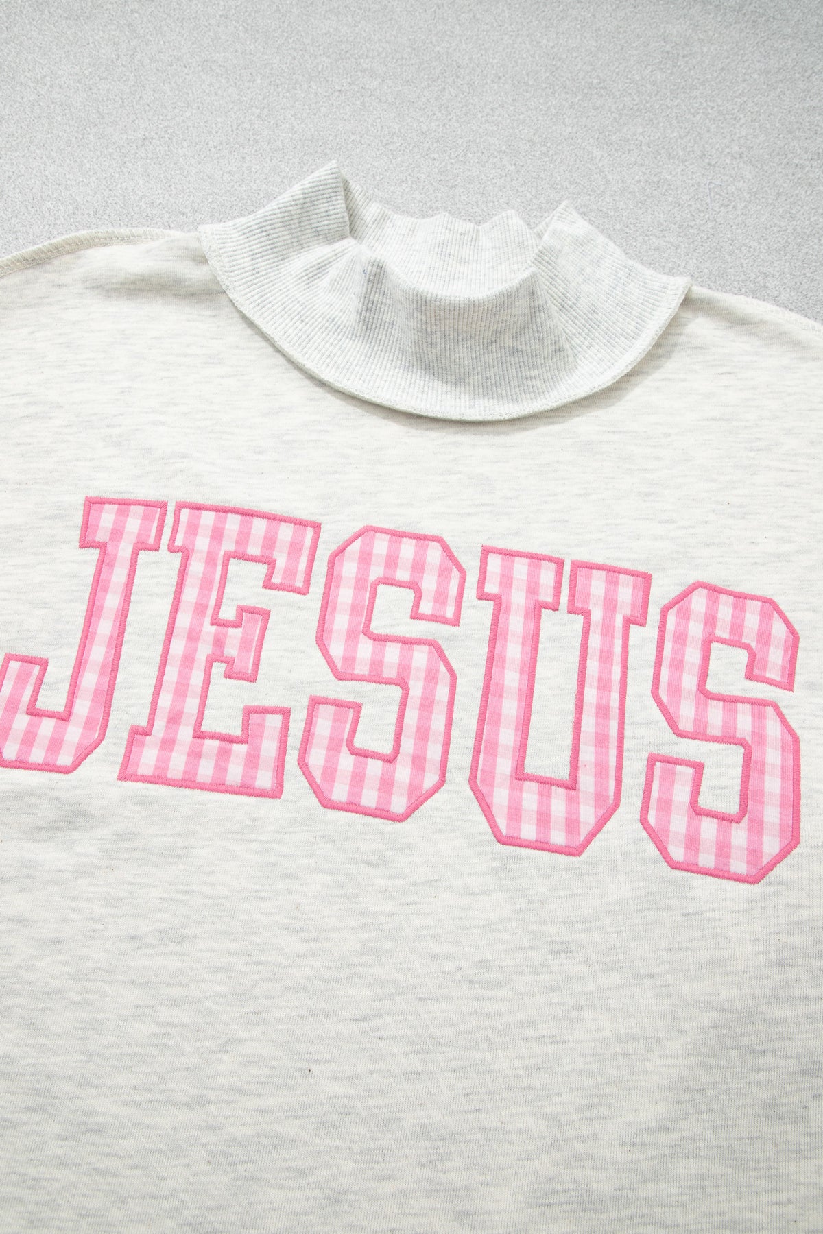 High Neck Polka Dot Slogan Printed Baggy Sweatshirt