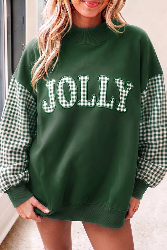 Gingham Plaid Oversized Pullover Sweatshirt