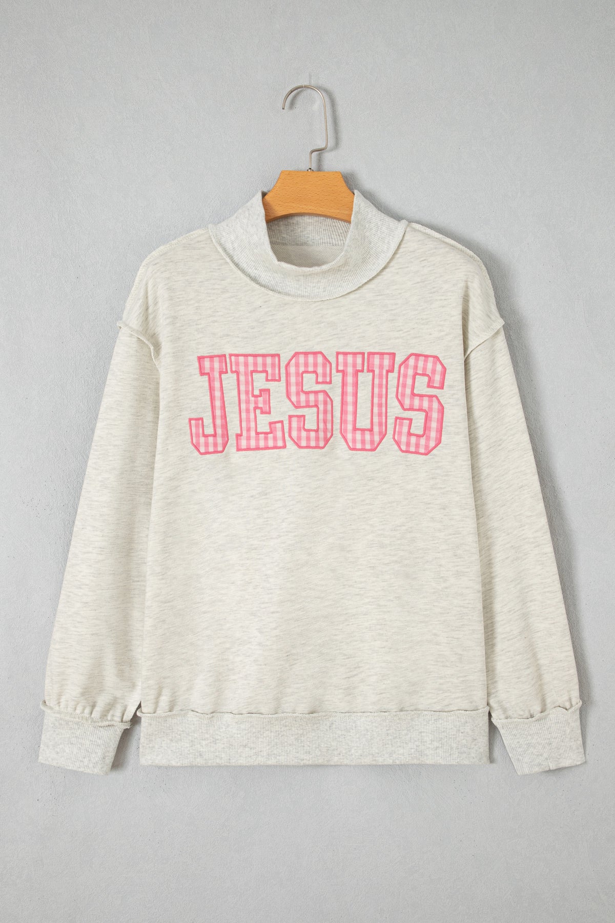 High Neck Polka Dot Slogan Printed Baggy Sweatshirt