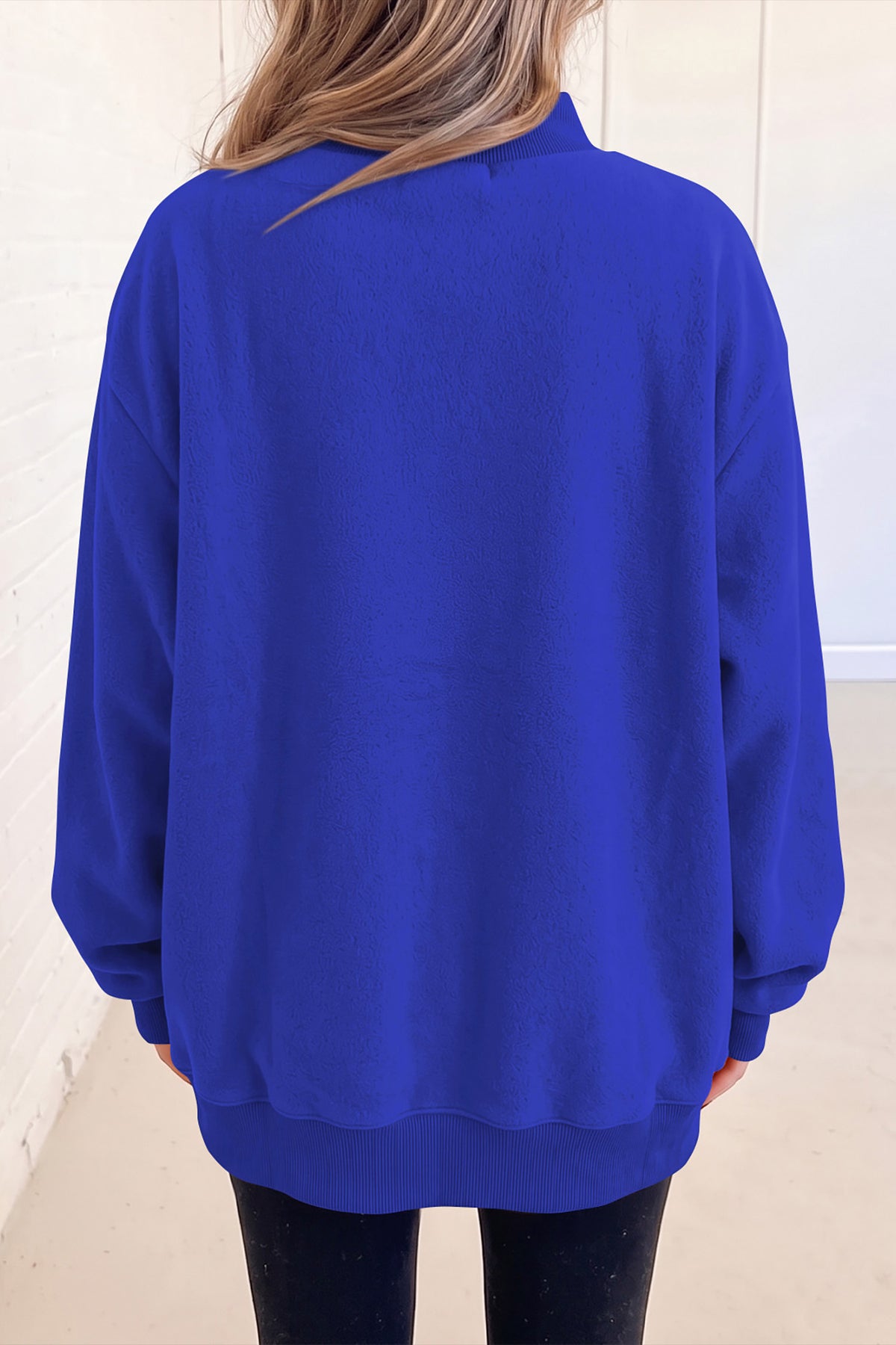 Oversize Drop Shoulder Reversible Mock Neck Sweatshirt/14 Color Options