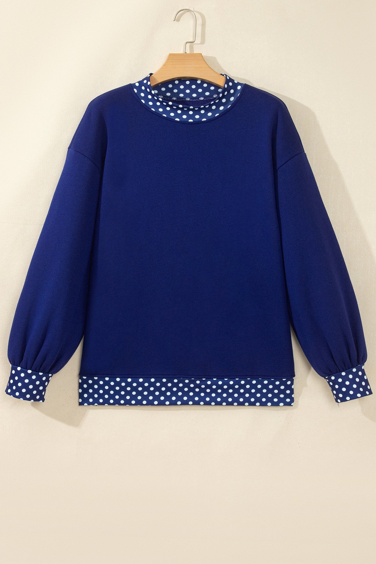 Colorblock Polka Dot Contrast Trim Oversized Sweatshirt/9 Color Options