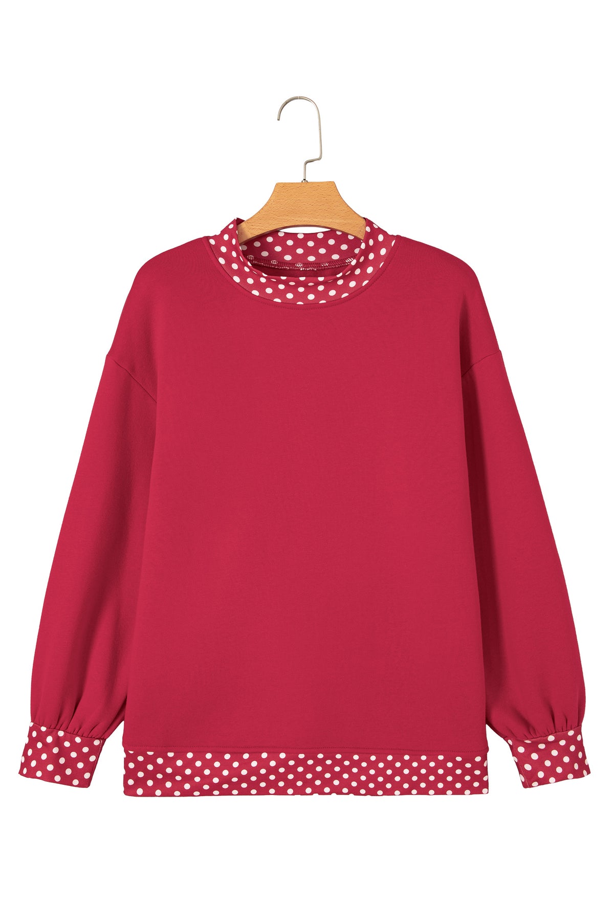 Colorblock Polka Dot Contrast Trim Oversized Sweatshirt/9 Color Options
