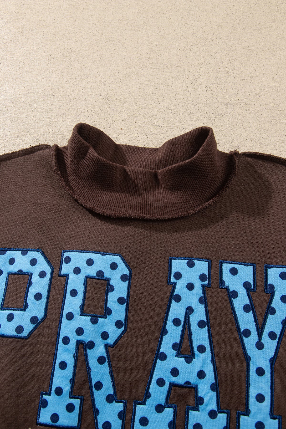 PRAY Polka Dot Embroidered Mock Neck Sweatshirt