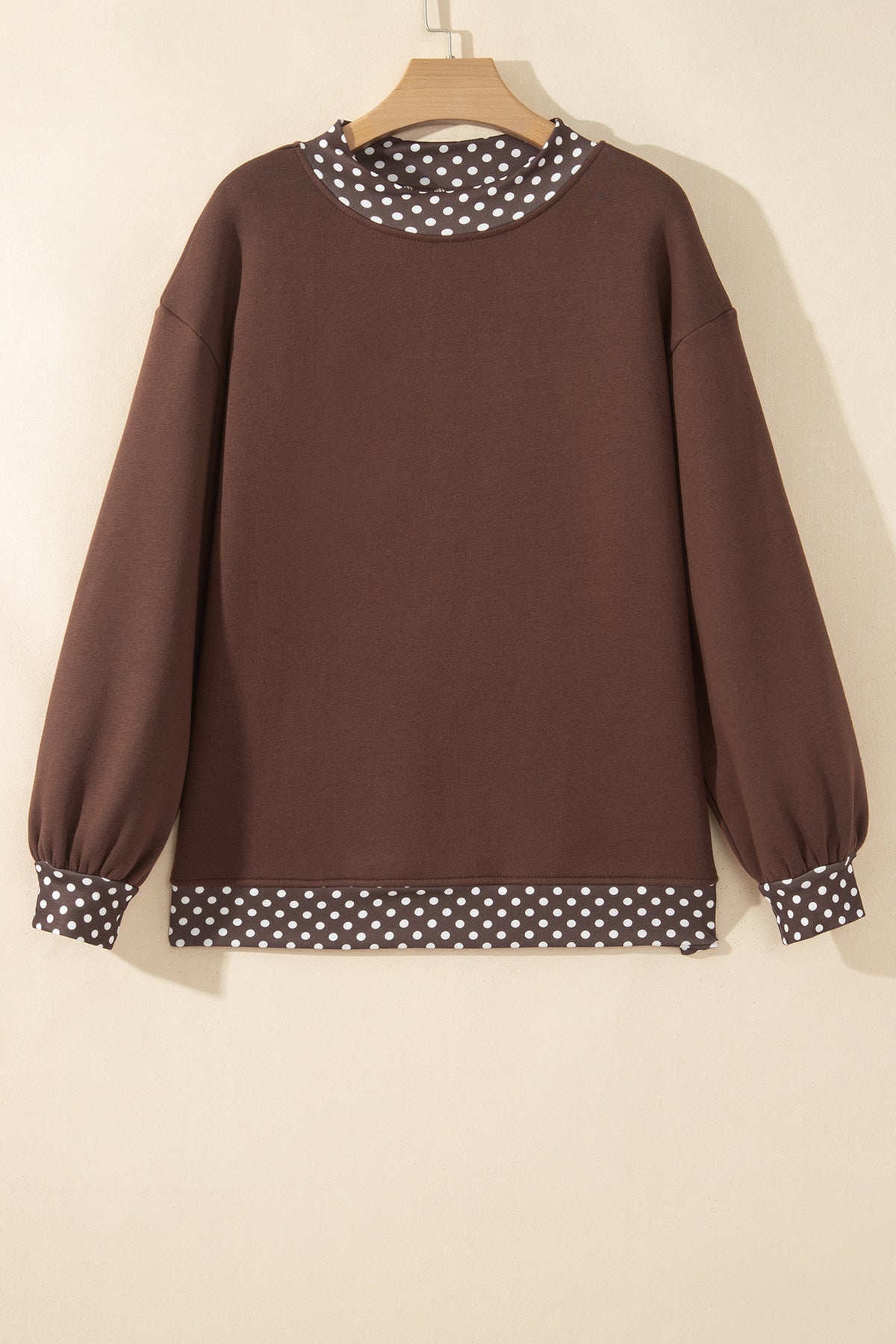Colorblock Polka Dot Contrast Trim Oversized Sweatshirt/9 Color Options