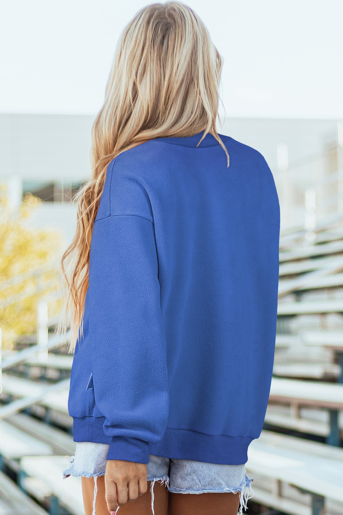 Oversize Drop Shoulder Reversible Mock Neck Sweatshirt/14 Color Options