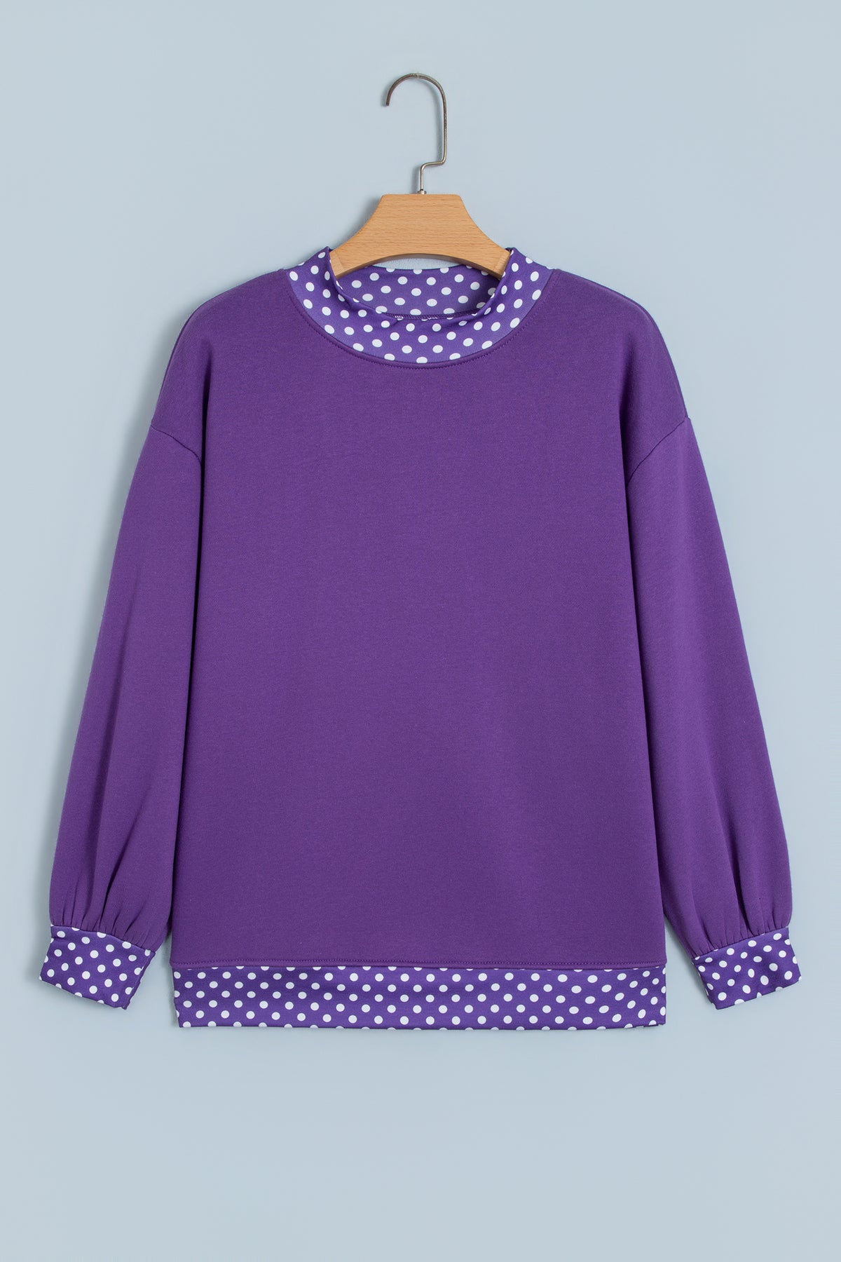 Colorblock Polka Dot Contrast Trim Oversized Sweatshirt/9 Color Options
