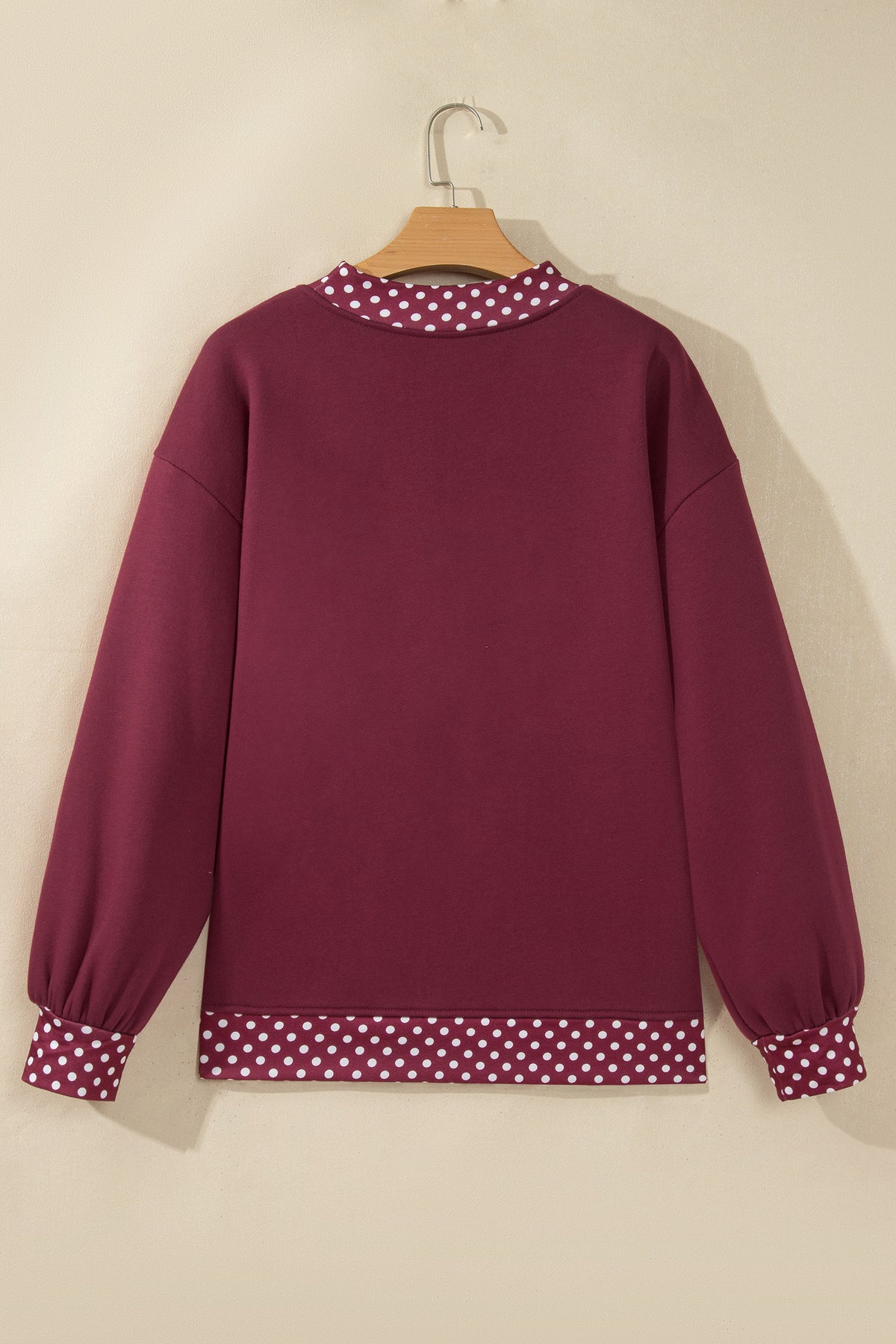 Colorblock Polka Dot Contrast Trim Oversized Sweatshirt/9 Color Options