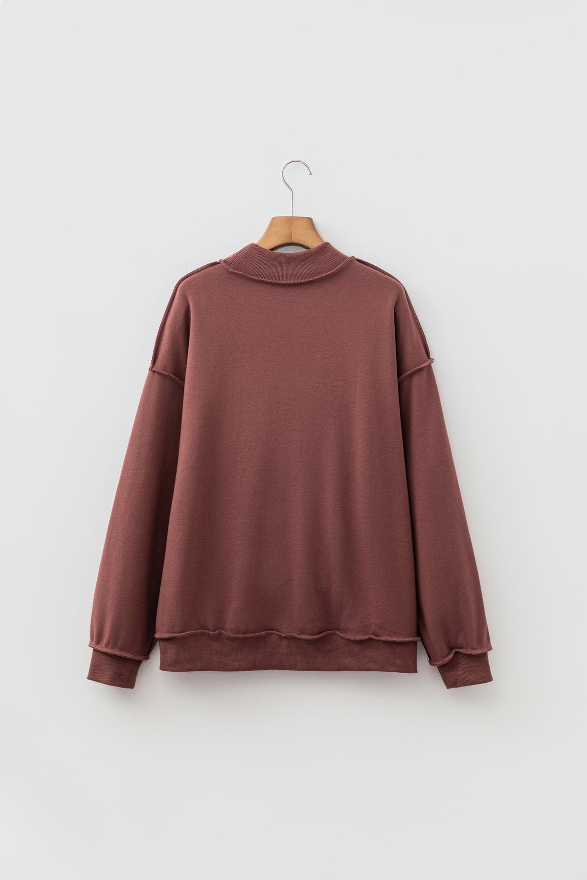 Oversize Drop Shoulder Reversible Mock Neck Sweatshirt/14 Color Options
