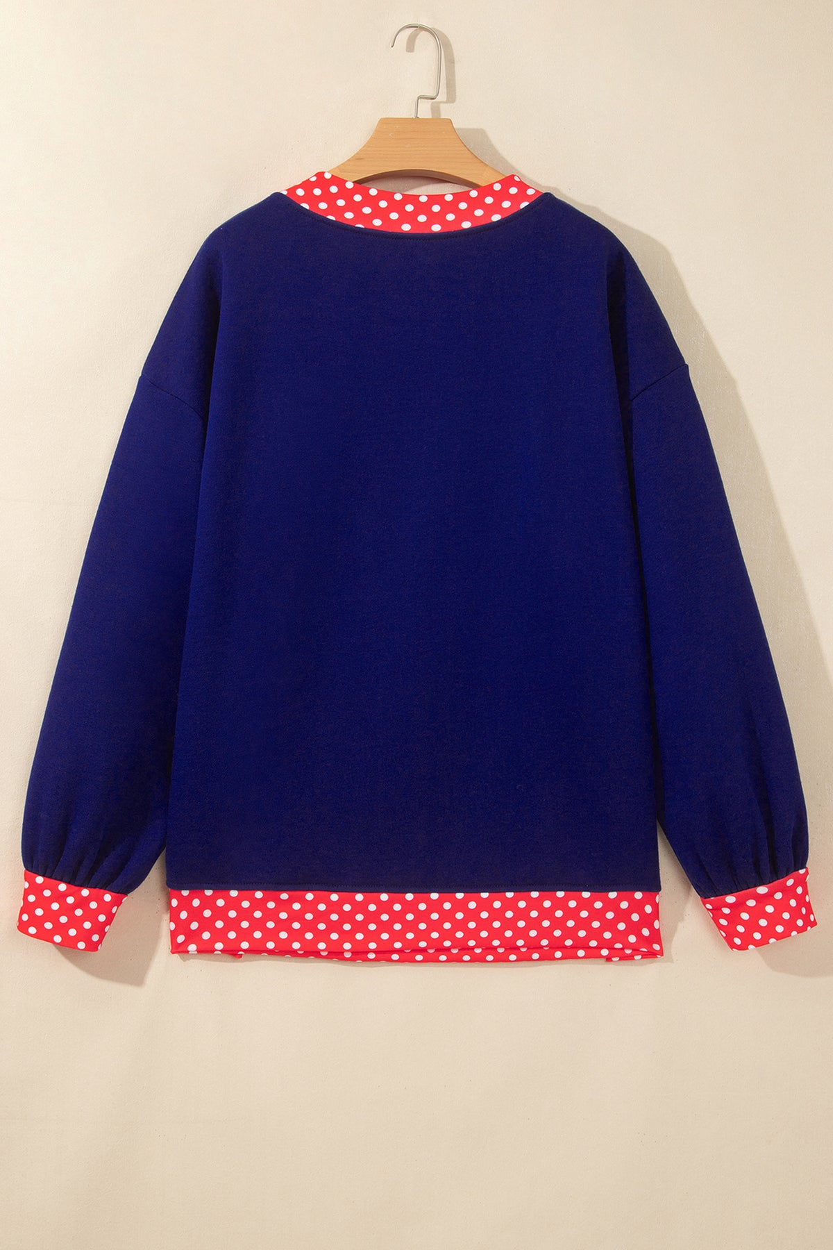 Colorblock Polka Dot Contrast Trim Oversized Sweatshirt/9 Color Options