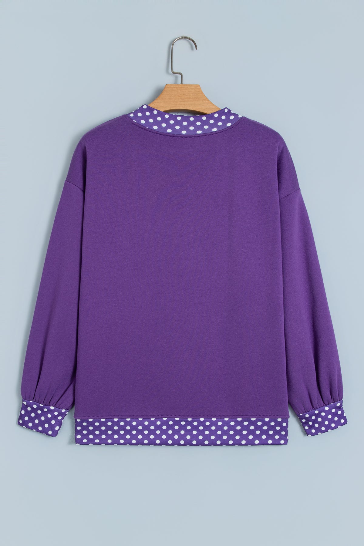 Colorblock Polka Dot Contrast Trim Oversized Sweatshirt/9 Color Options