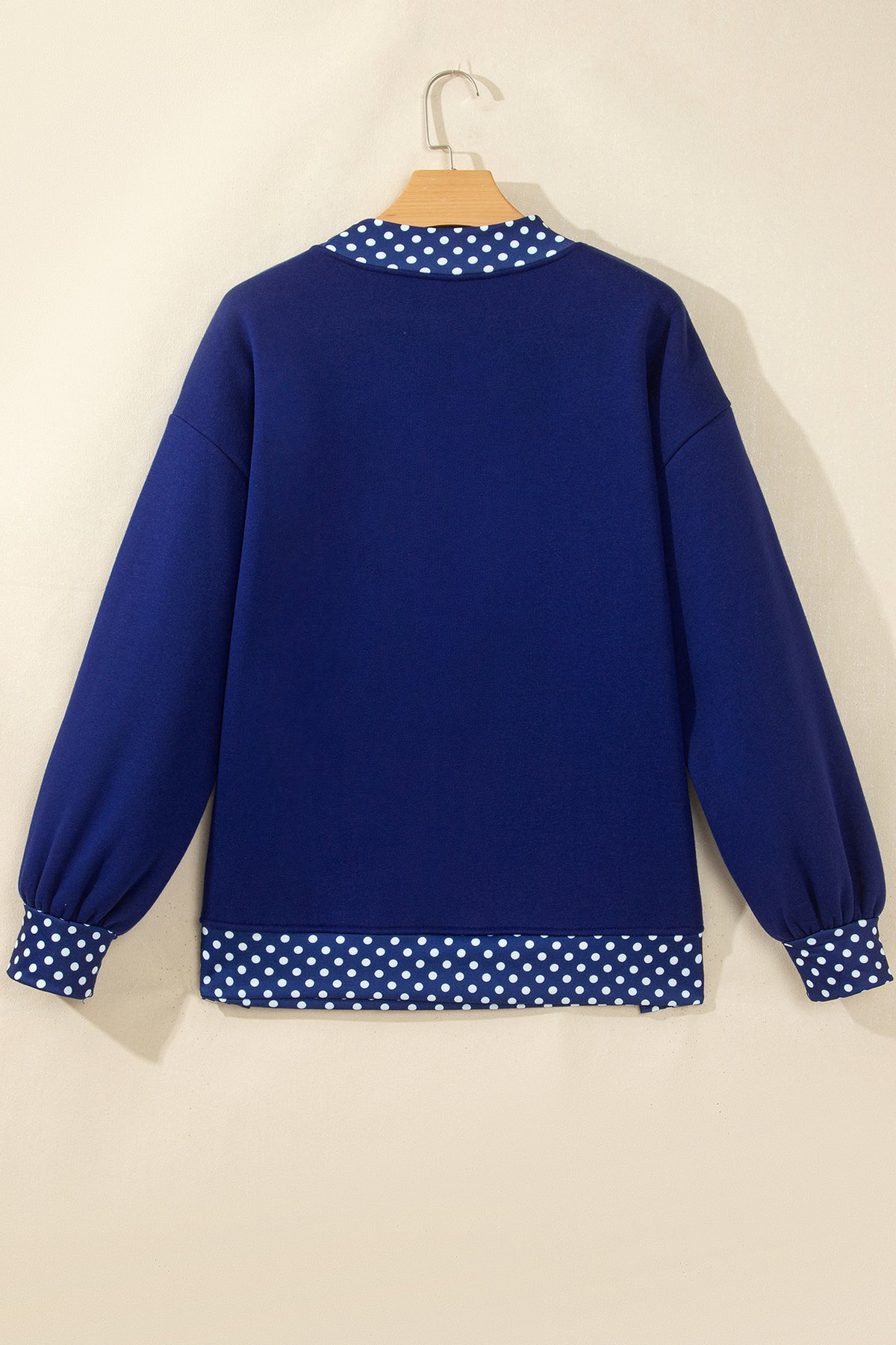 Colorblock Polka Dot Contrast Trim Oversized Sweatshirt/9 Color Options
