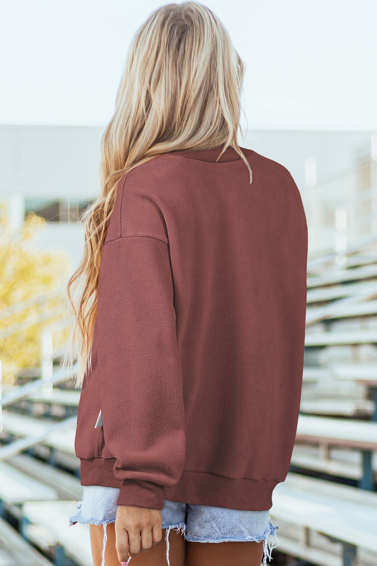 Oversize Drop Shoulder Reversible Mock Neck Sweatshirt/14 Color Options