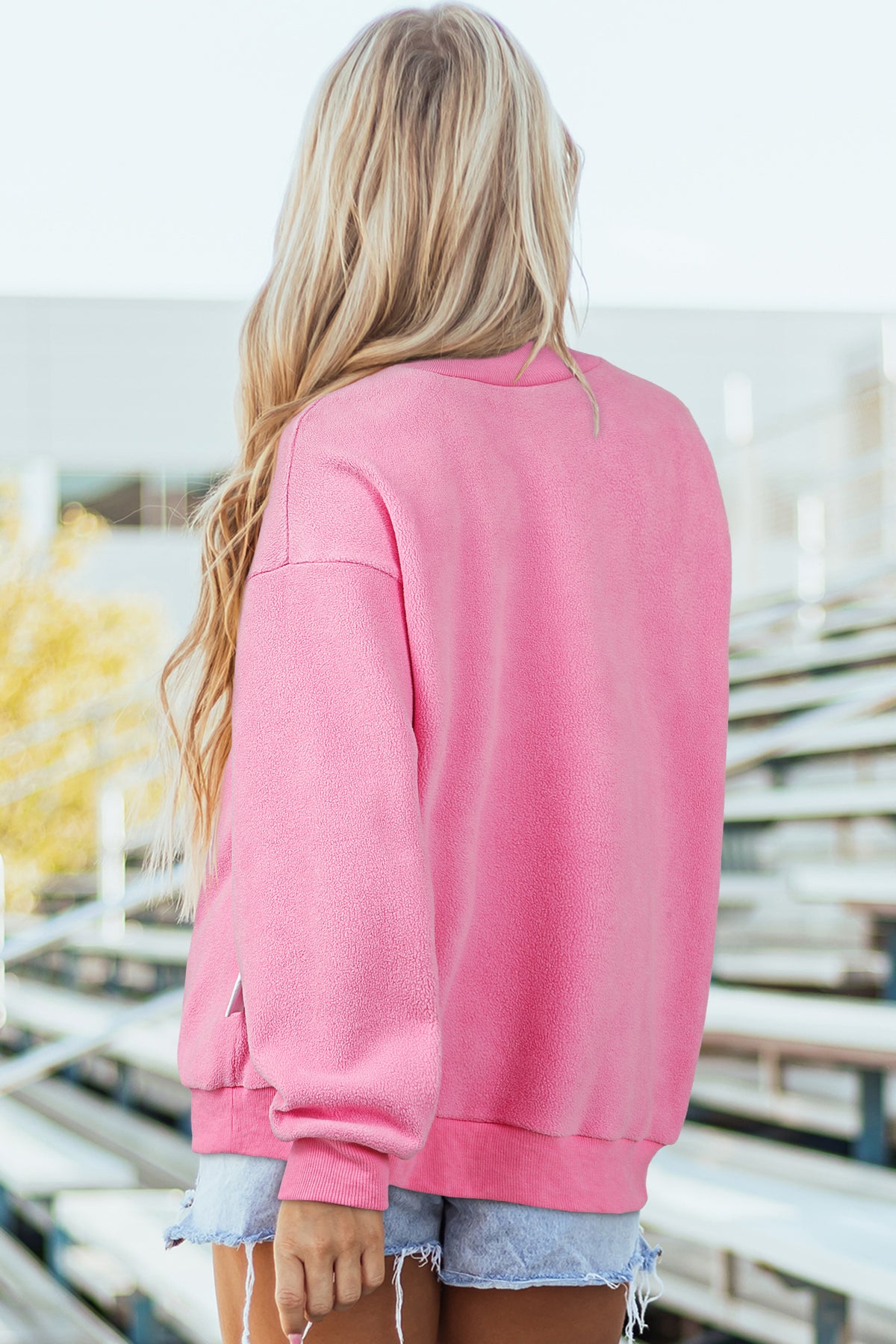Oversize Drop Shoulder Reversible Mock Neck Sweatshirt/14 Color Options