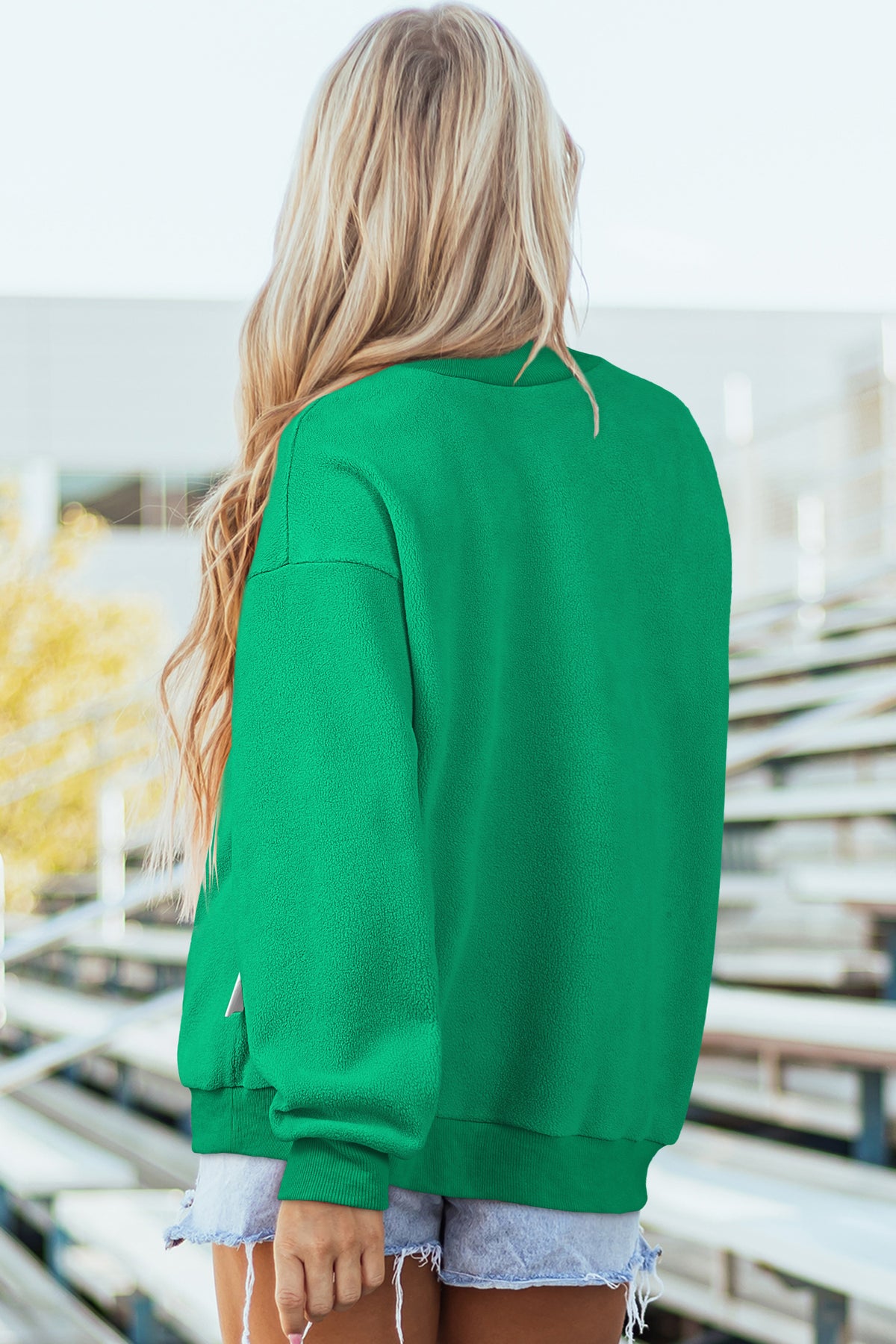 Oversize Drop Shoulder Reversible Mock Neck Sweatshirt/14 Color Options