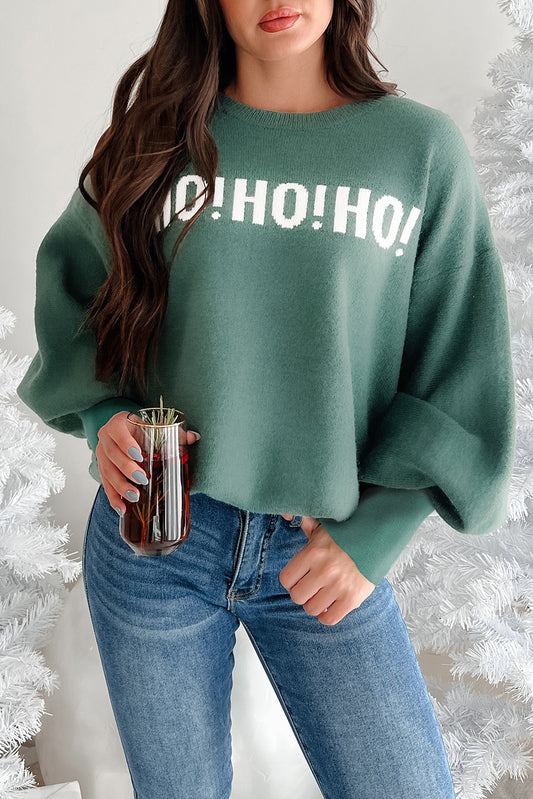 HO HO HO MERRY CHRISTMAS Drop Shoulder Loose Sweater/2 Color Options