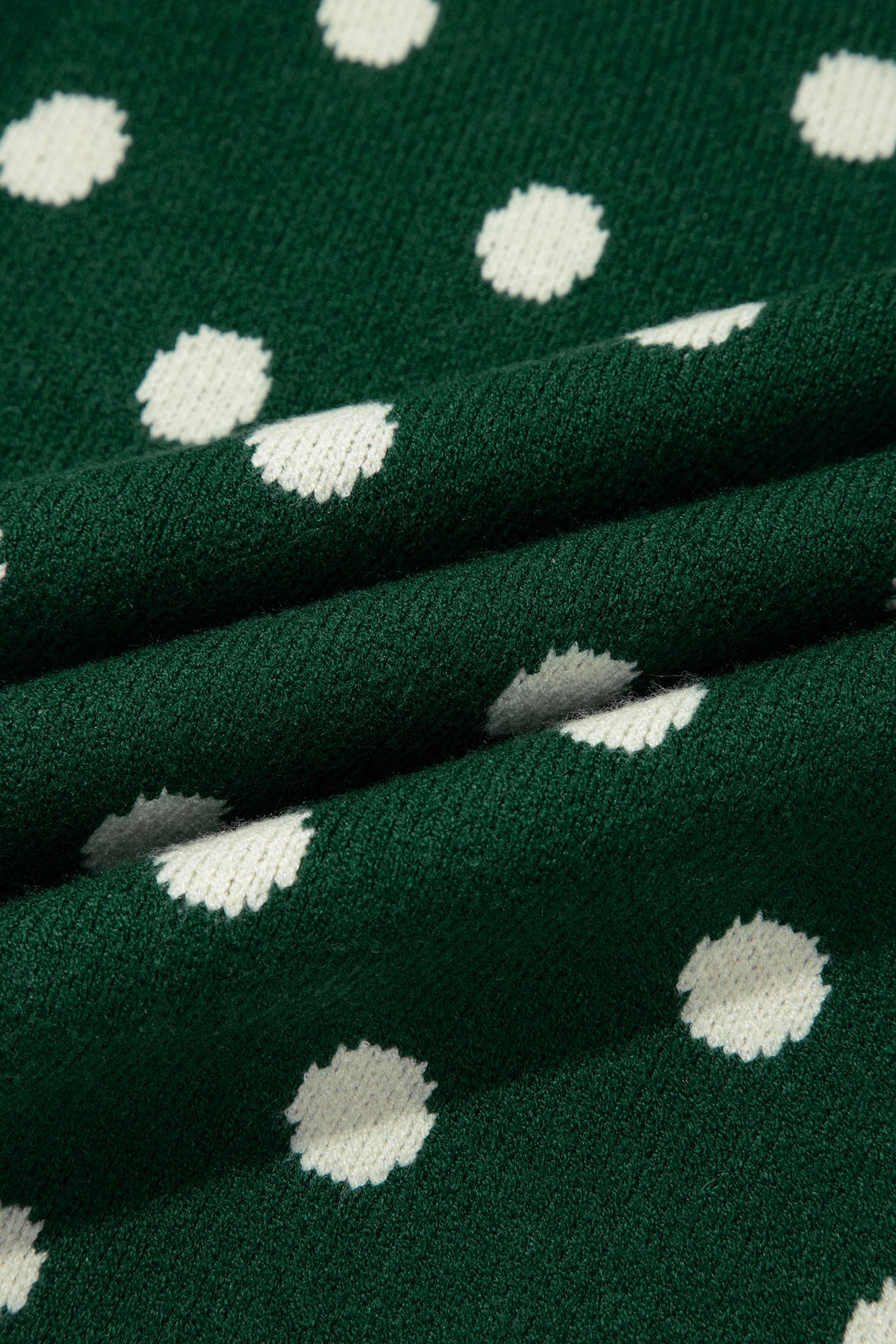 Polka Dot Pattern Ribbed Colorblock Trim Split Tunic Sweater/3 Color Options