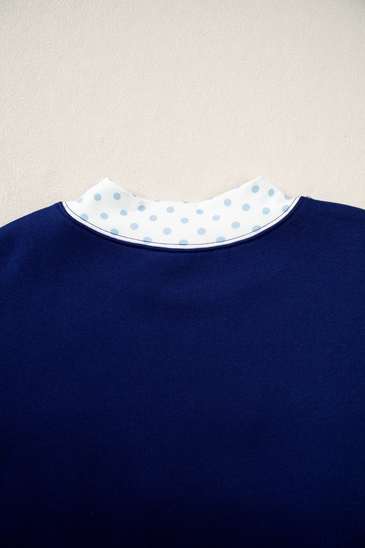 Polka Dot Trim High Neck Letter Graphic Baggy Sweatshirt/3 Color/Styles
