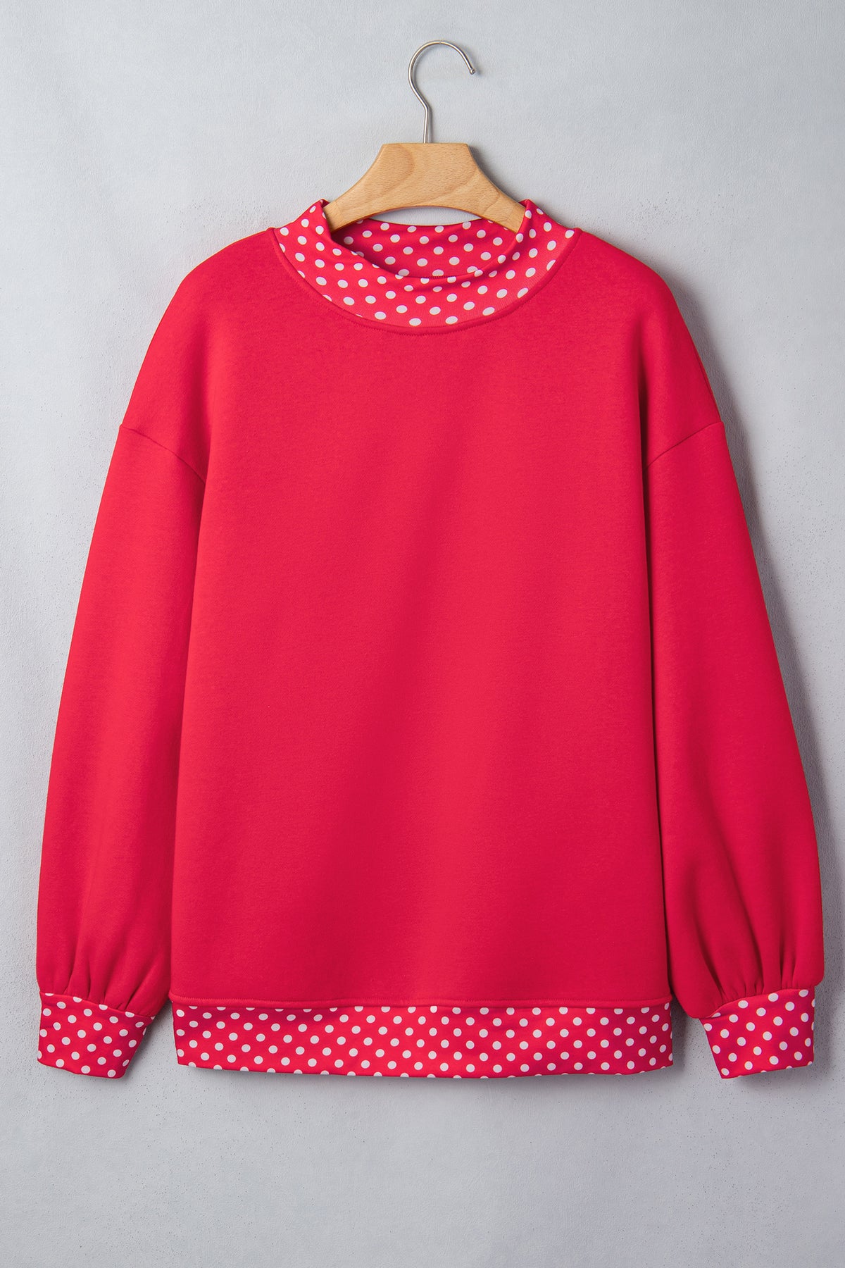 Colorblock Polka Dot Contrast Trim Oversized Sweatshirt/9 Color Options