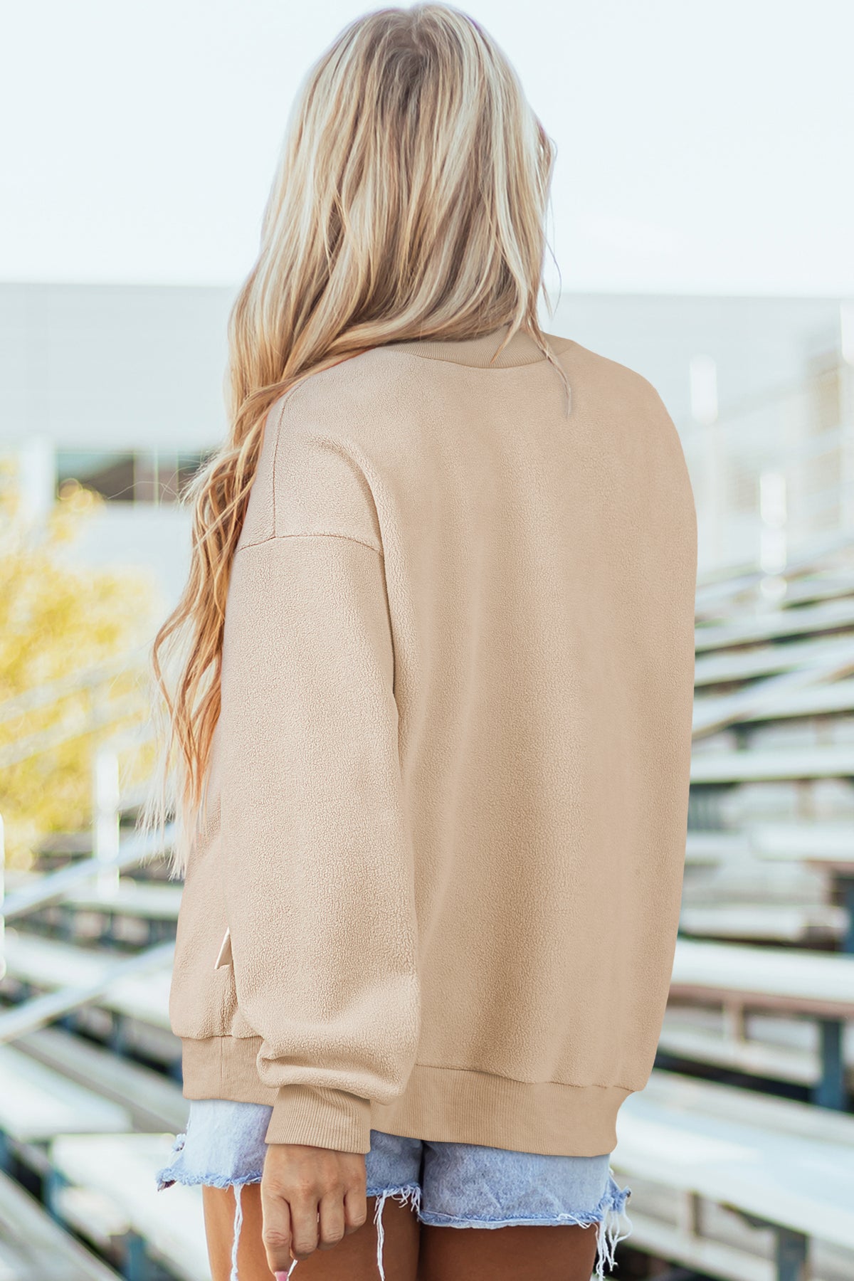 Oversize Drop Shoulder Reversible Mock Neck Sweatshirt/14 Color Options