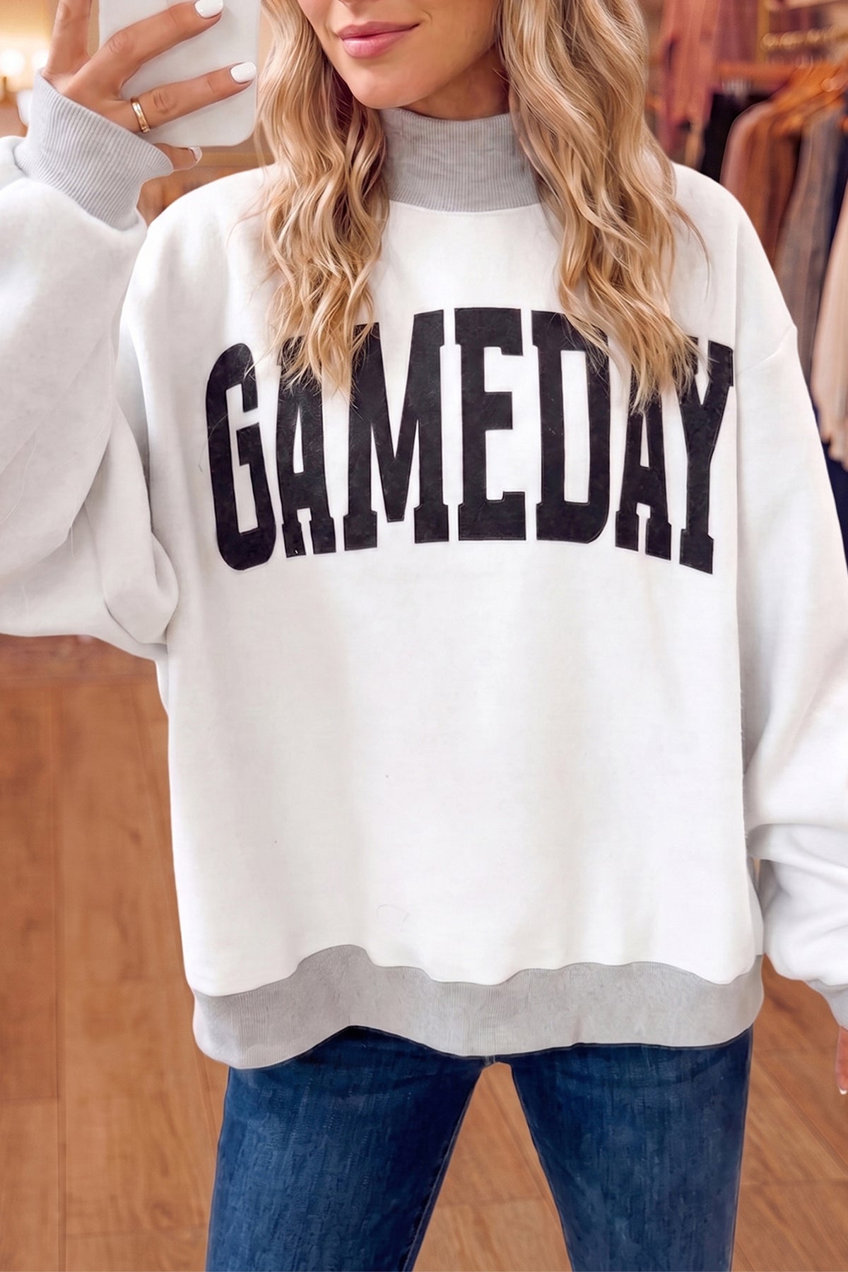 High Neck GAMEDAY/ FOOTBALL Double Side Printed Reversible Sweatshirt