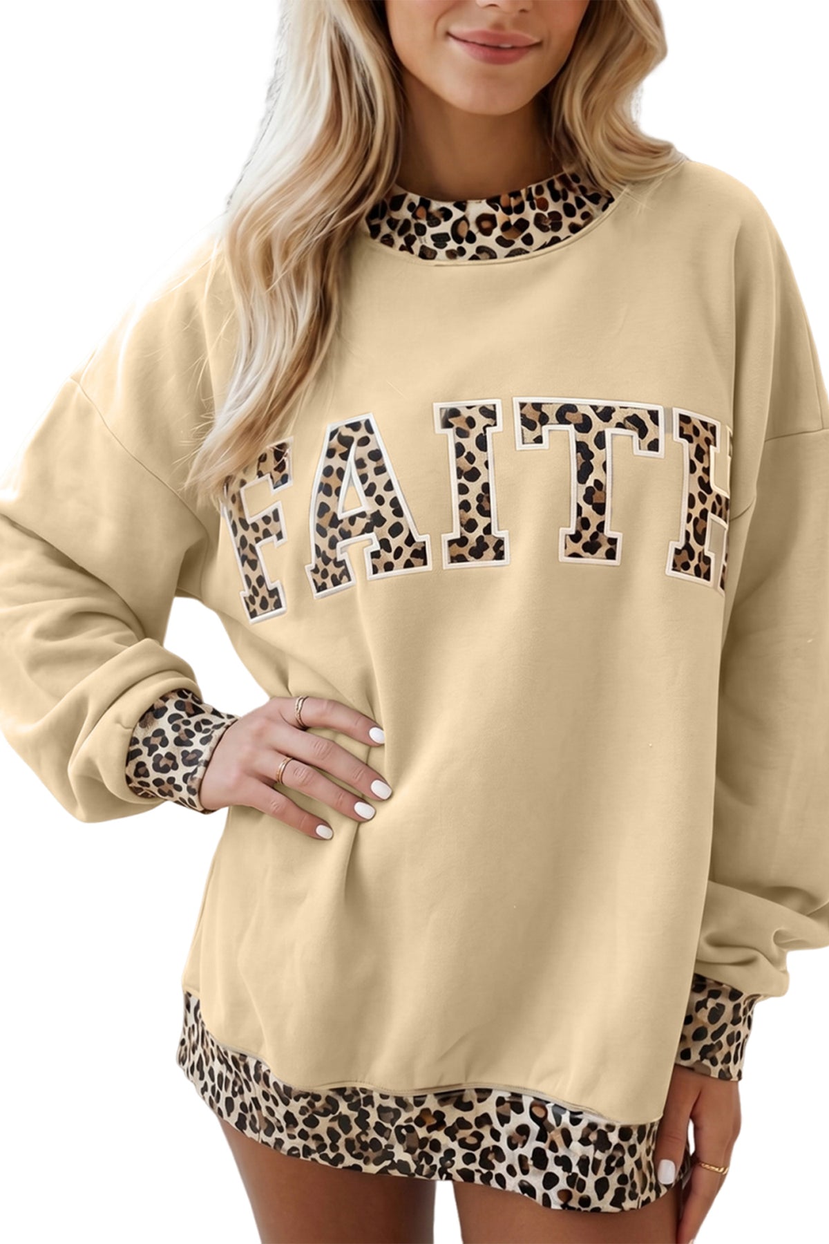 Polka Dot Trim High Neck Letter Graphic Baggy Sweatshirt/3 Color/Styles