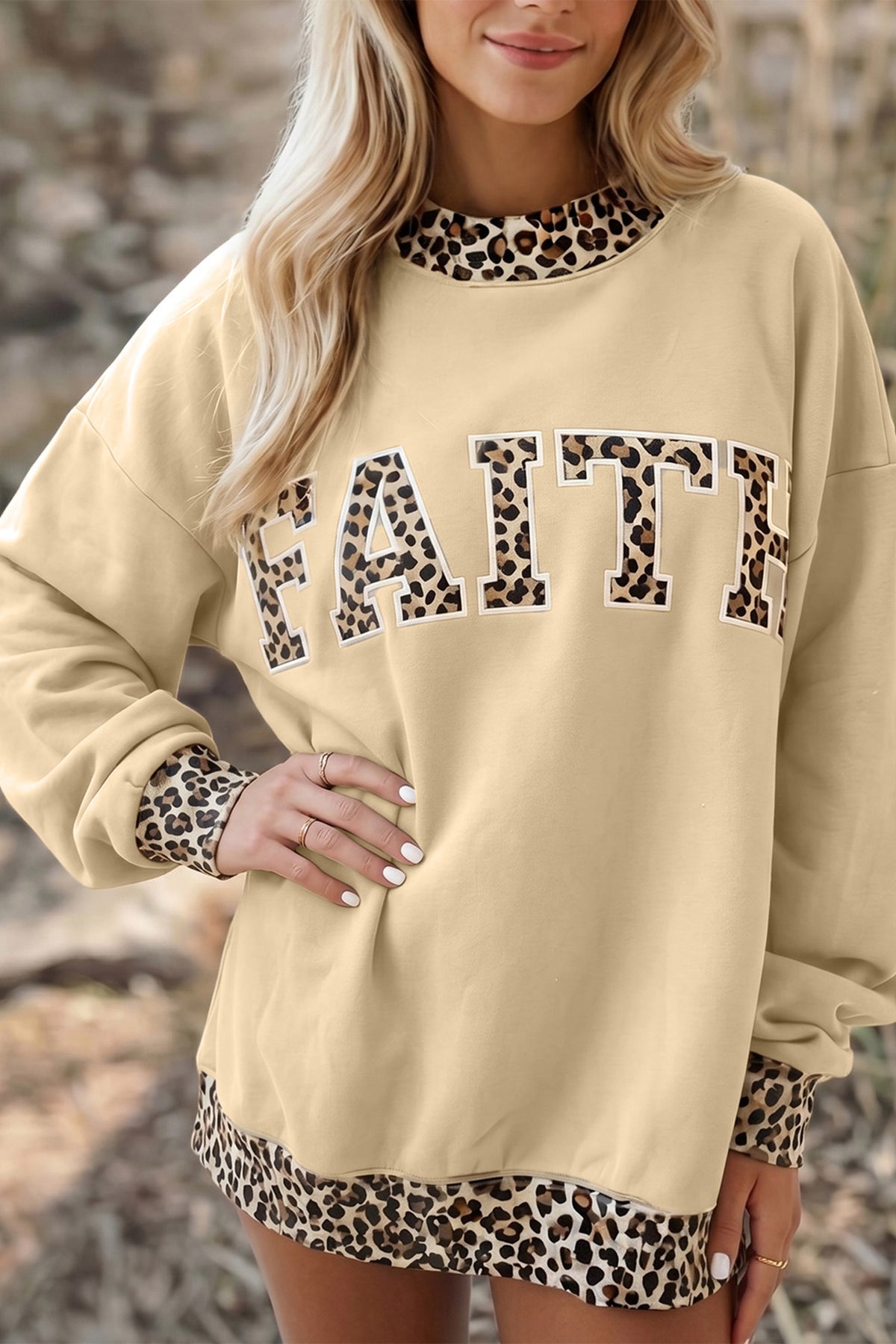 Polka Dot Trim High Neck Letter Graphic Baggy Sweatshirt/3 Color/Styles