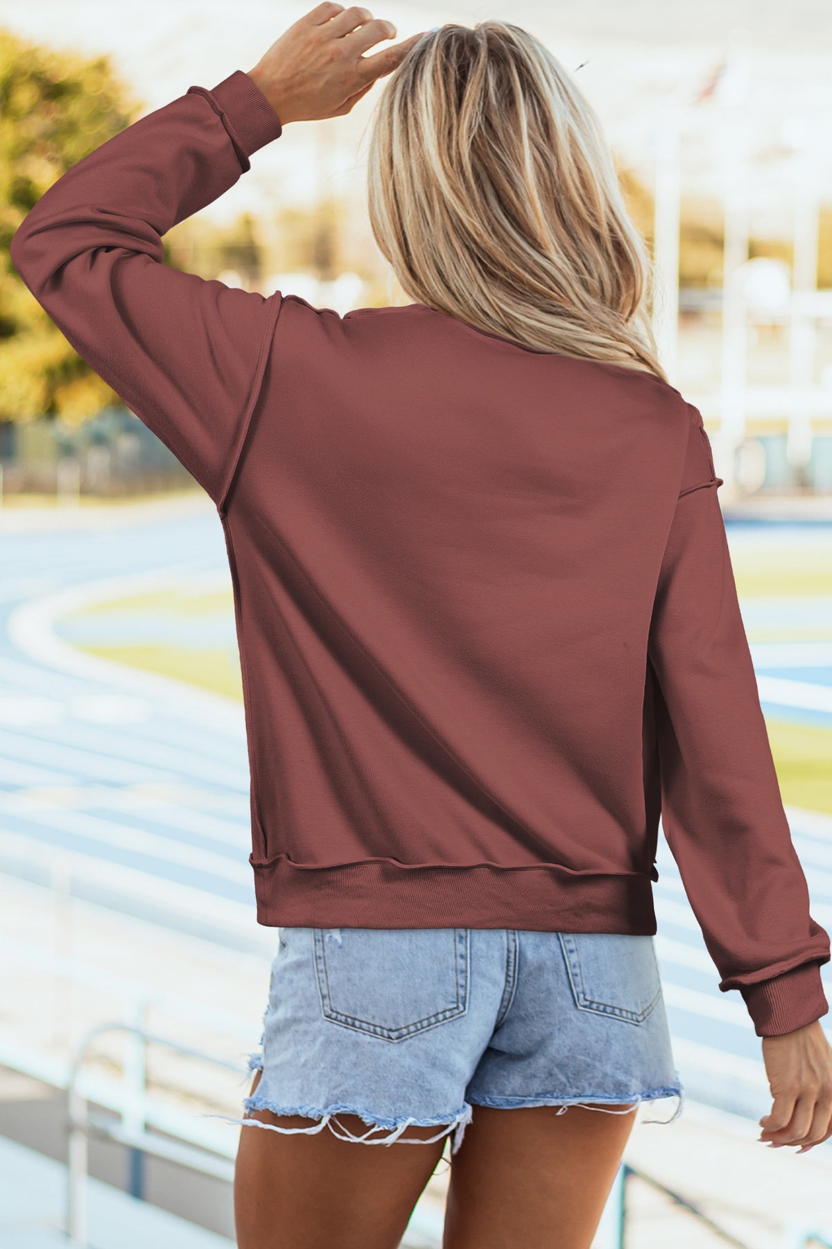 Oversize Drop Shoulder Reversible Mock Neck Sweatshirt/14 Color Options