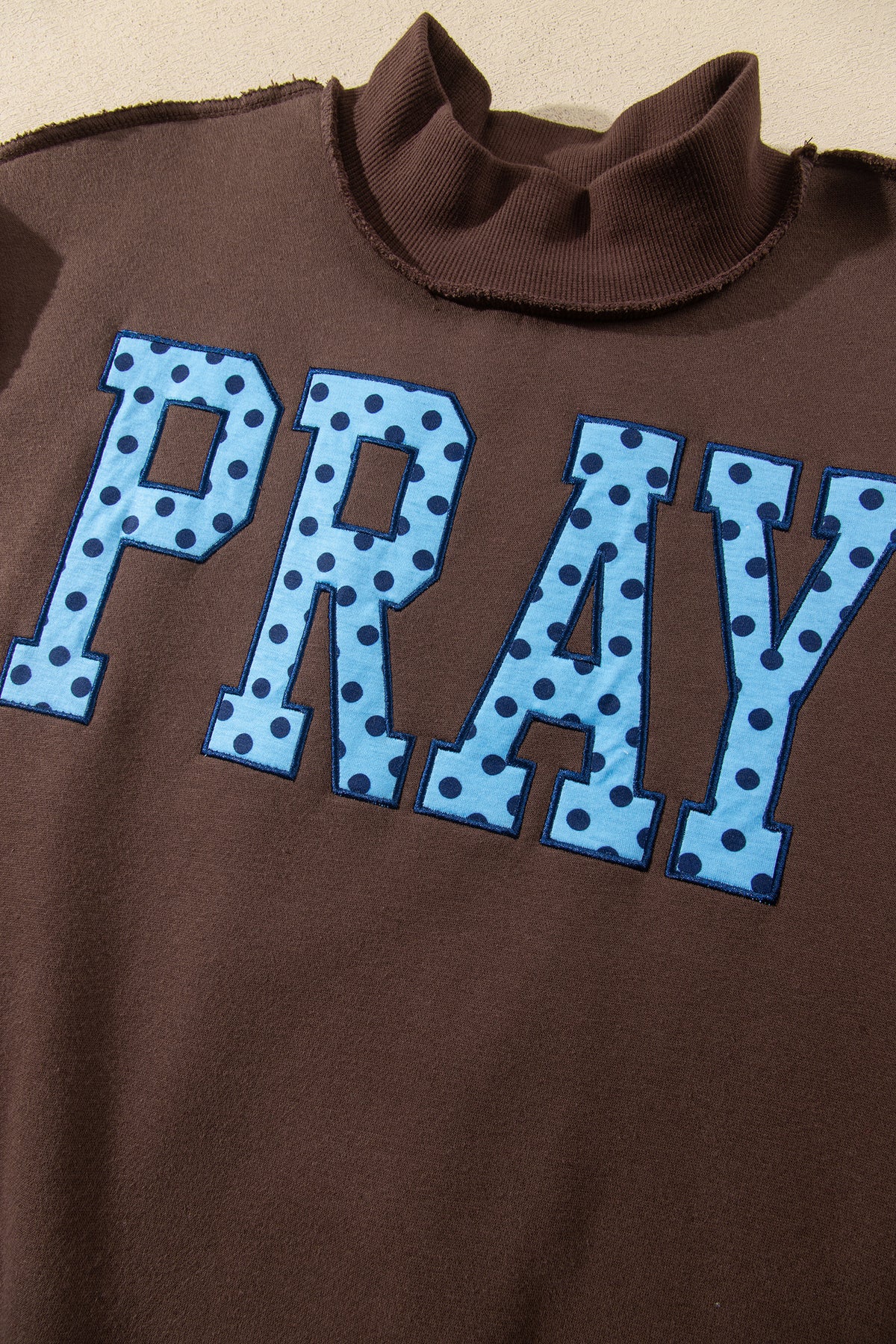 PRAY Polka Dot Embroidered Mock Neck Sweatshirt