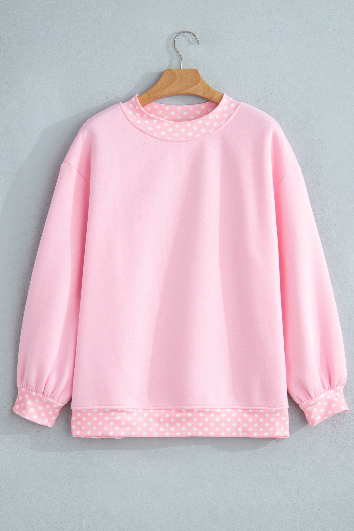Colorblock Polka Dot Contrast Trim Oversized Sweatshirt/9 Color Options