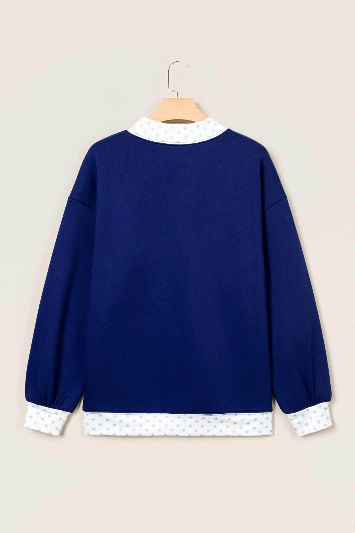 Polka Dot Trim High Neck Letter Graphic Baggy Sweatshirt/3 Color/Styles