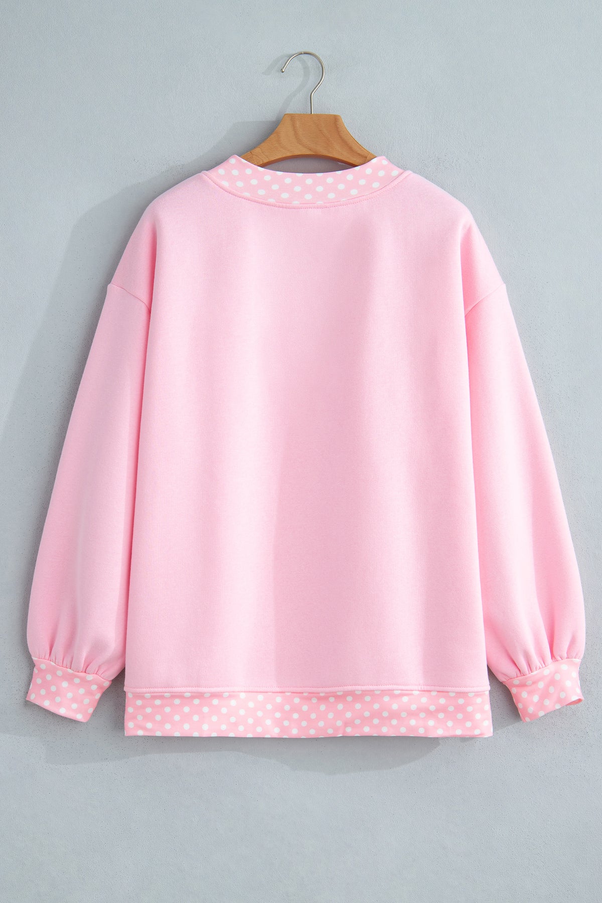 Colorblock Polka Dot Contrast Trim Oversized Sweatshirt/9 Color Options