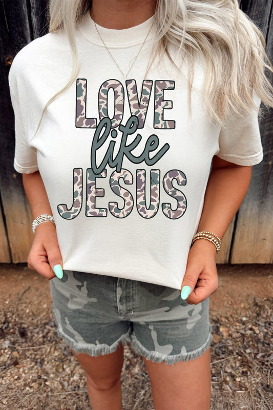 Camo Letter Print Short Sleeve Casual T-Shirt