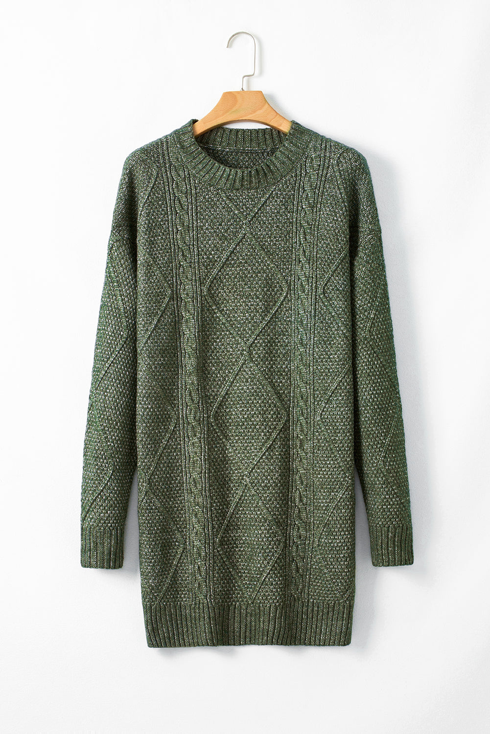 Cable Knit Drop Shoulder Loose Fit Sweater Dress/6 Color Options