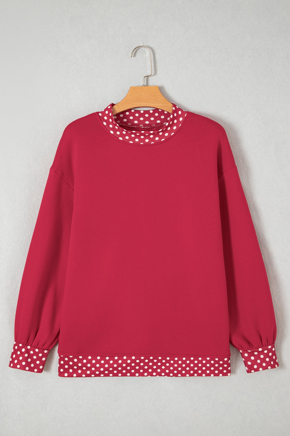 Colorblock Polka Dot Contrast Trim Oversized Sweatshirt/9 Color Options