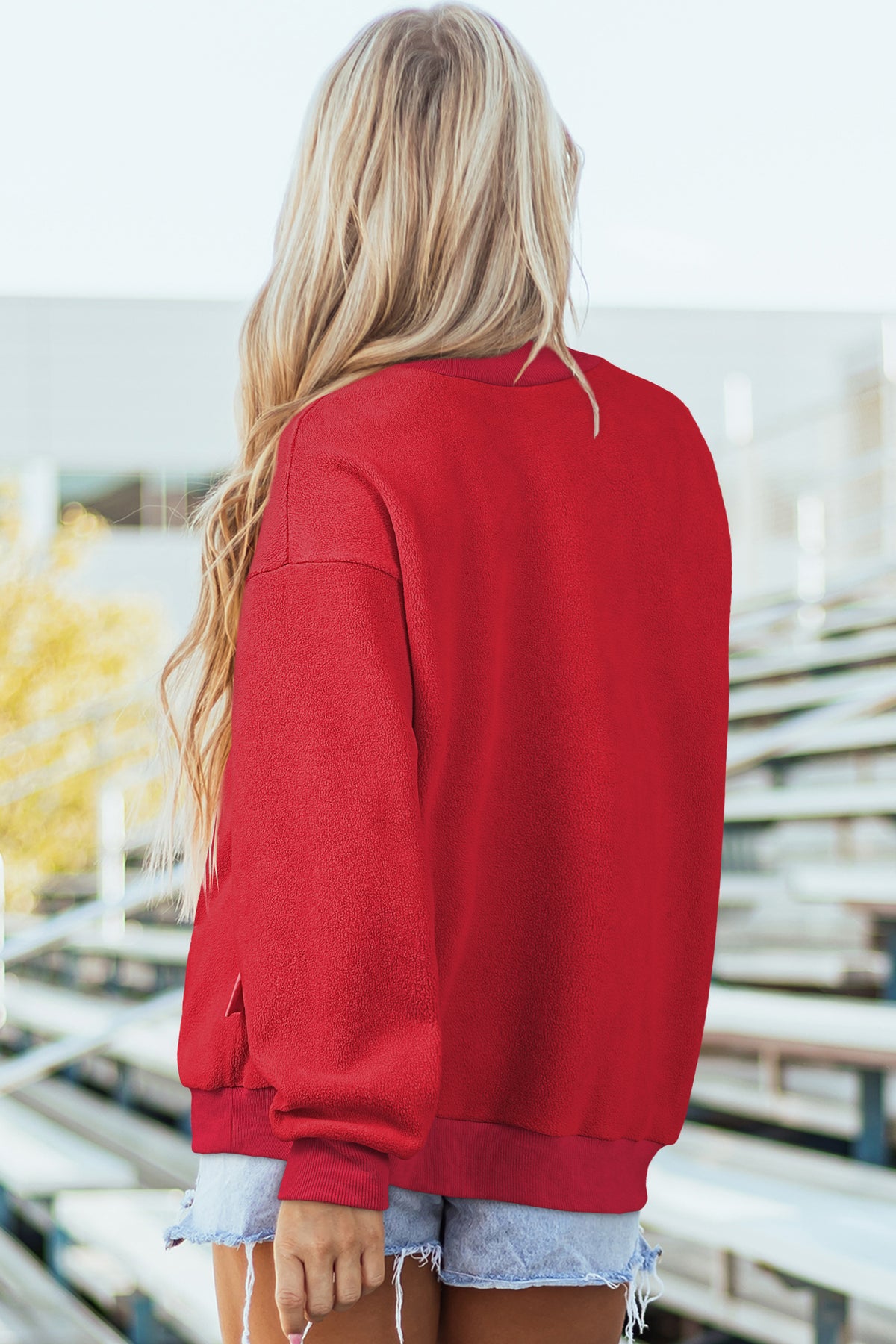 Oversize Drop Shoulder Reversible Mock Neck Sweatshirt/14 Color Options