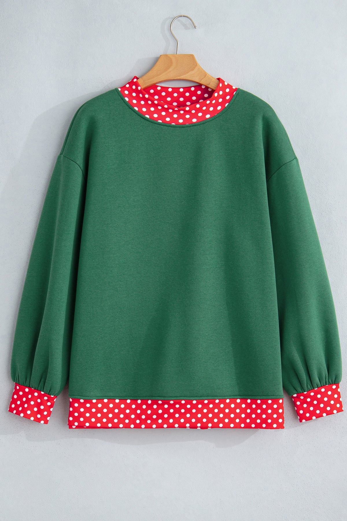 Colorblock Polka Dot Contrast Trim Oversized Sweatshirt/9 Color Options