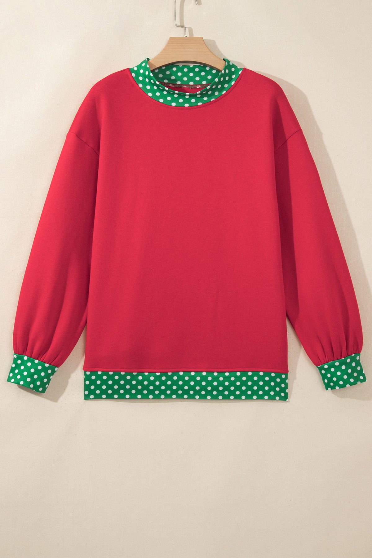 Colorblock Polka Dot Contrast Trim Oversized Sweatshirt/9 Color Options