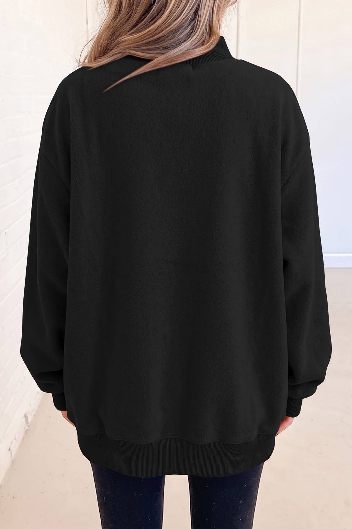 Oversize Drop Shoulder Reversible Mock Neck Sweatshirt/14 Color Options
