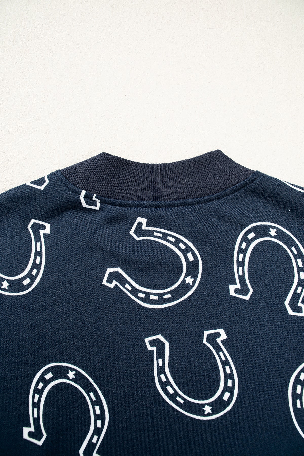 Horseshoe Print Mock Neck Casual Pullover Sweatshirt/2 Colors Options