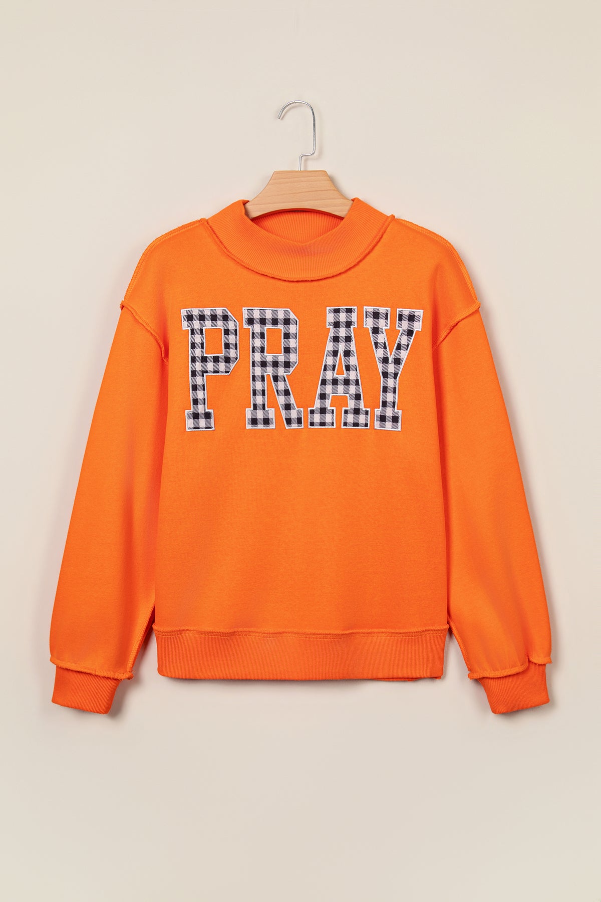 PRAY Polka Dot Embroidered Mock Neck Sweatshirt