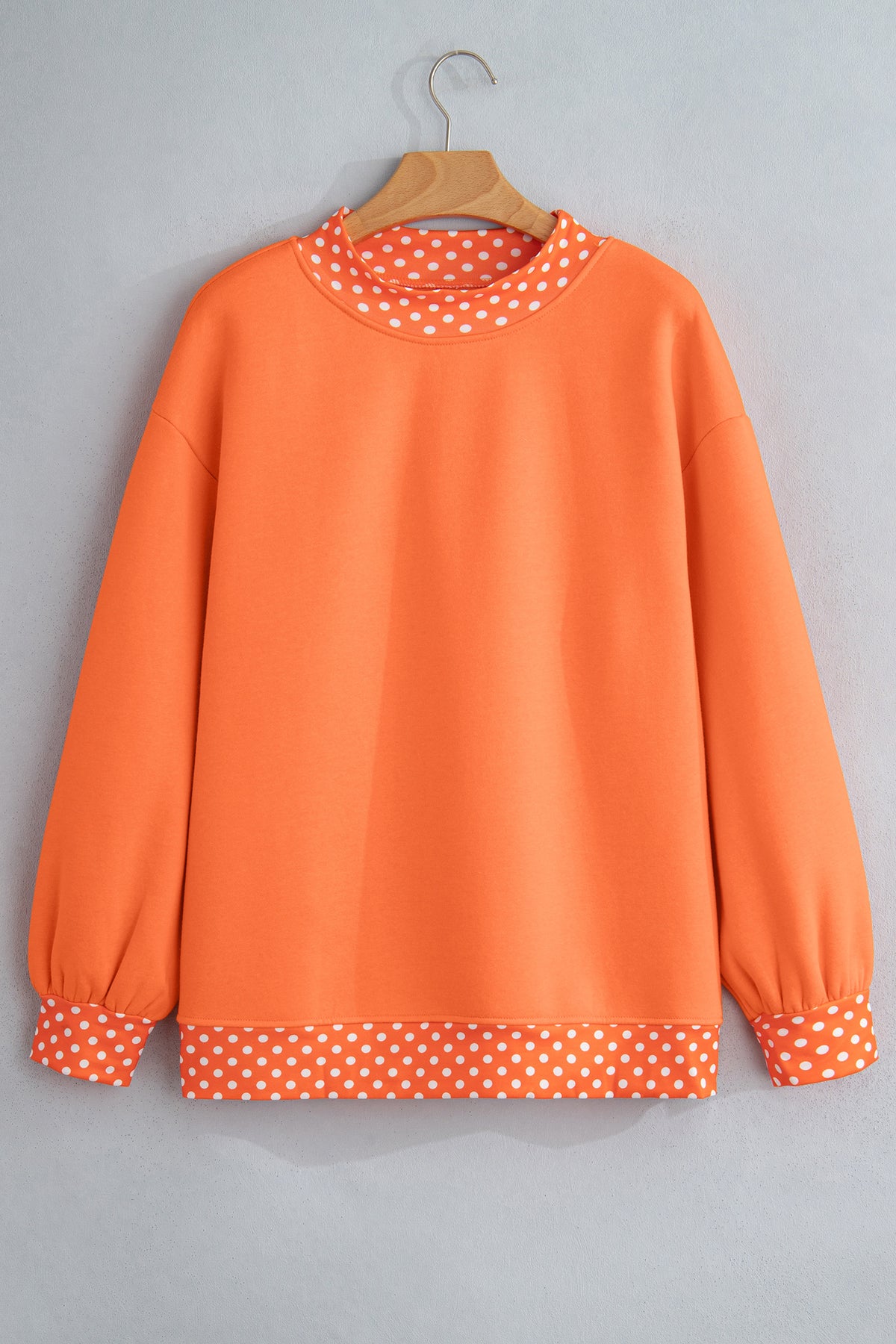 Colorblock Polka Dot Contrast Trim Oversized Sweatshirt/9 Color Options
