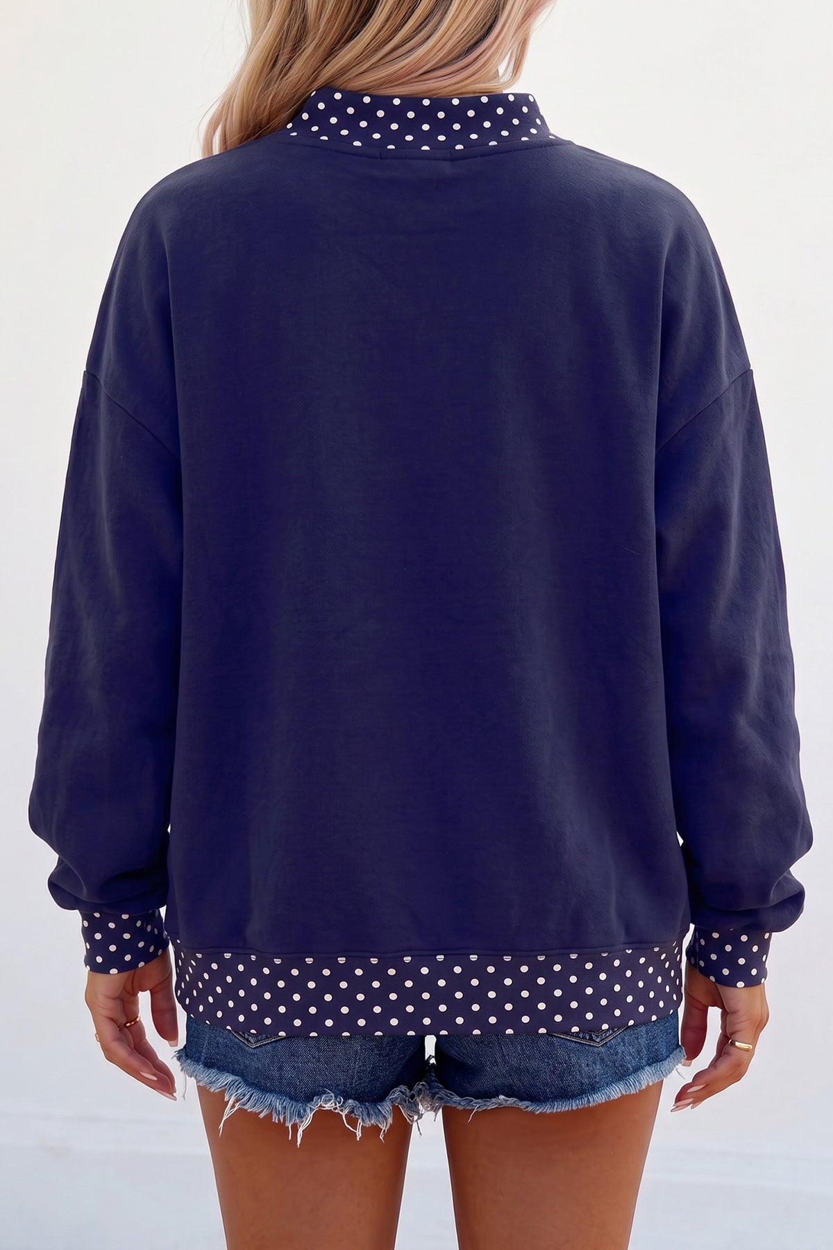 Polka Dot Trim Game Day Letter Print Tunic Graphic Sweatshirt